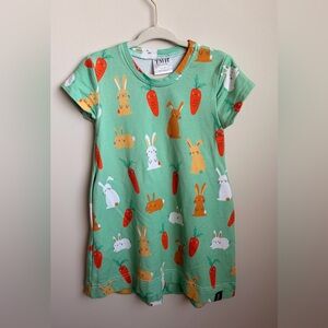 TMB (today’s modern baby) Green Dress with Bunny and Carrot Print
